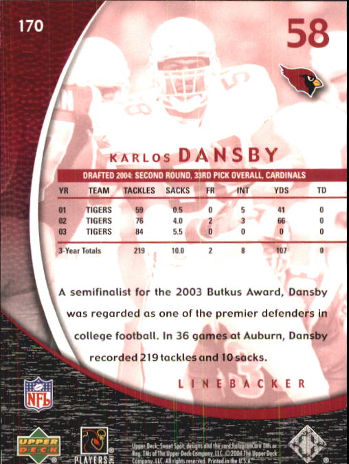 2004 Sweet Spot (Upper Deck) Football "Main Set" Cards #1 to #228 - Picture 251 of 307