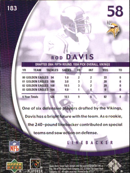 2004 Sweet Spot (Upper Deck) Football "Main Set" Cards #1 to #228 - Picture 269 of 307