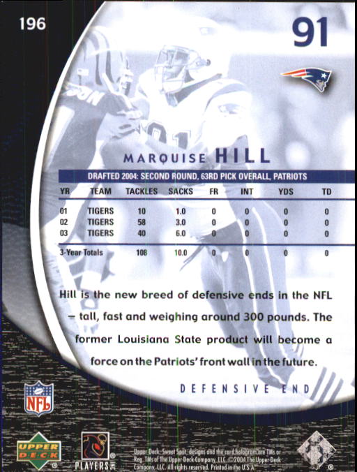 2004 Sweet Spot (Upper Deck) Football "Main Set" Cards #1 to #228 - Picture 285 of 307