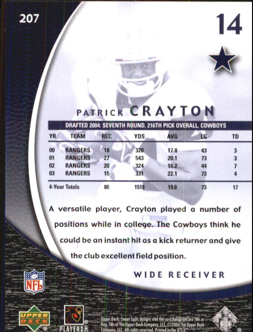 2004 Sweet Spot (Upper Deck) Football "Main Set" Cards #1 to #228 - Picture 293 of 307
