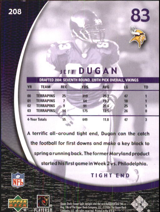 2004 Sweet Spot (Upper Deck) Football "Main Set" Cards #1 to #228 - Picture 295 of 307