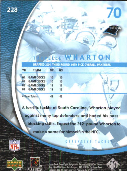 2004 Sweet Spot (Upper Deck) Football "Main Set" Cards #1 to #228 - Picture 307 of 307