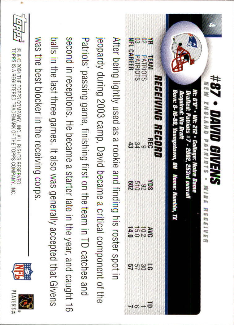 A6884- 2004 Topps Collection FB Card #s 1-250 -You Pick- 15+ FREE US SHIP - Picture 251 of 467