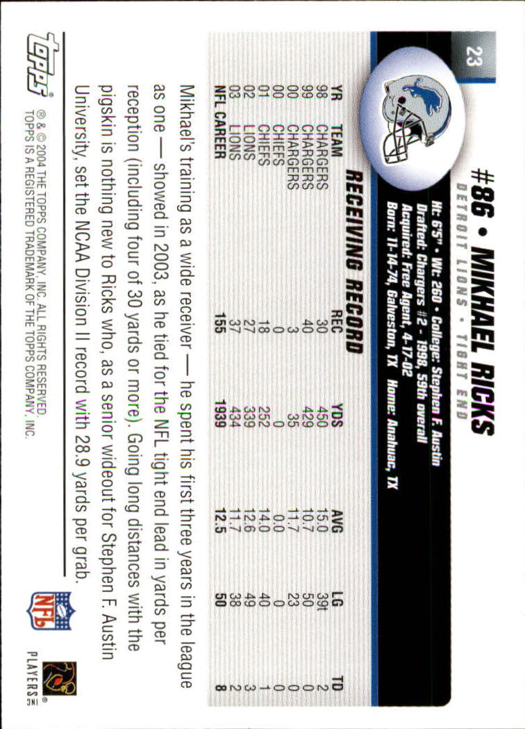 A6884- 2004 Topps Collection FB Card #s 1-250 -You Pick- 15+ FREE US SHIP - Picture 89 of 467