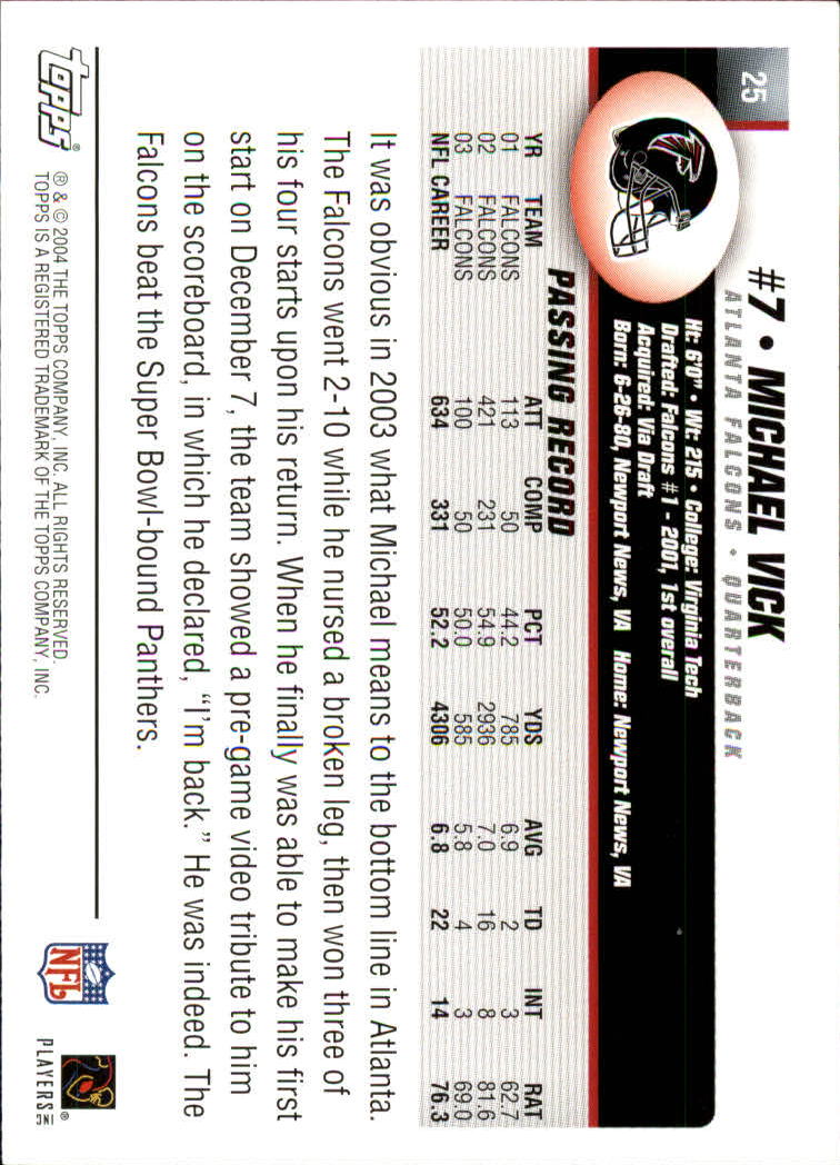 2004 Topps Collection #25 Michael Vick back image