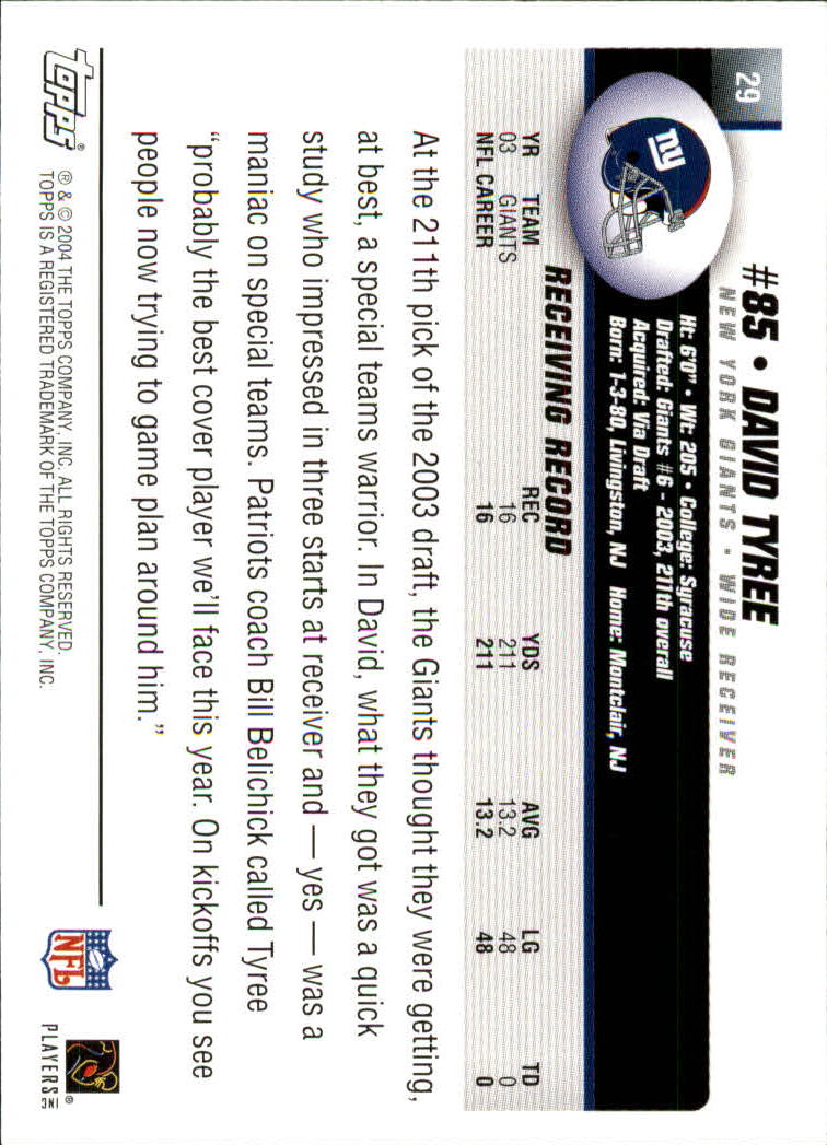 A6884- 2004 Topps Collection FB Card #s 1-250 -You Pick- 15+ FREE US SHIP - Picture 129 of 467