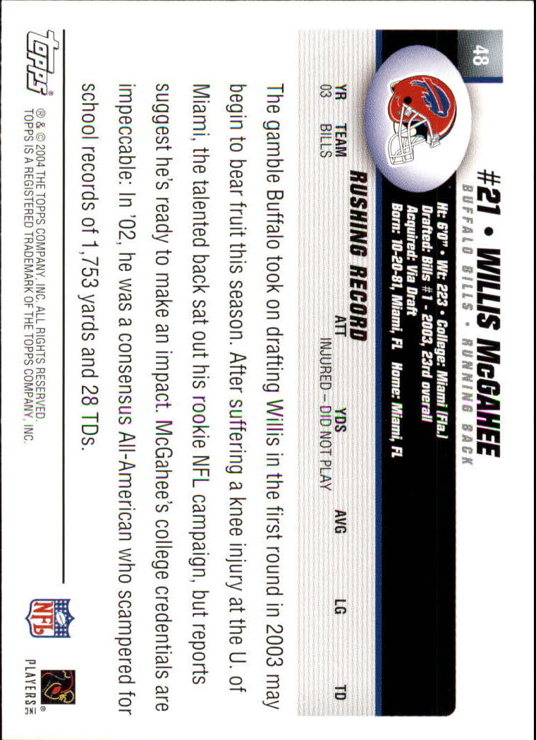 A6884- 2004 Topps Collection FB Card #s 1-250 -You Pick- 15+ FREE US SHIP - Picture 321 of 467