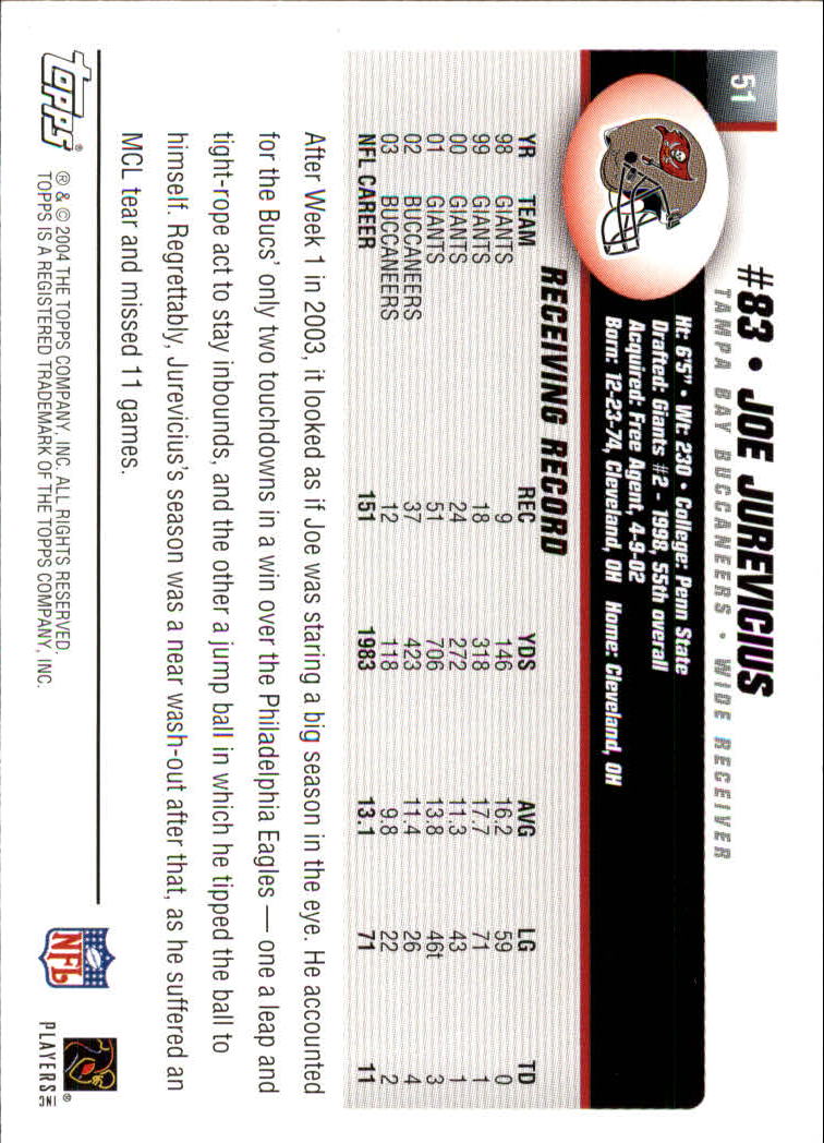 A6884- 2004 Topps Collection FB Card #s 1-250 -You Pick- 15+ FREE US SHIP - Picture 185 of 467