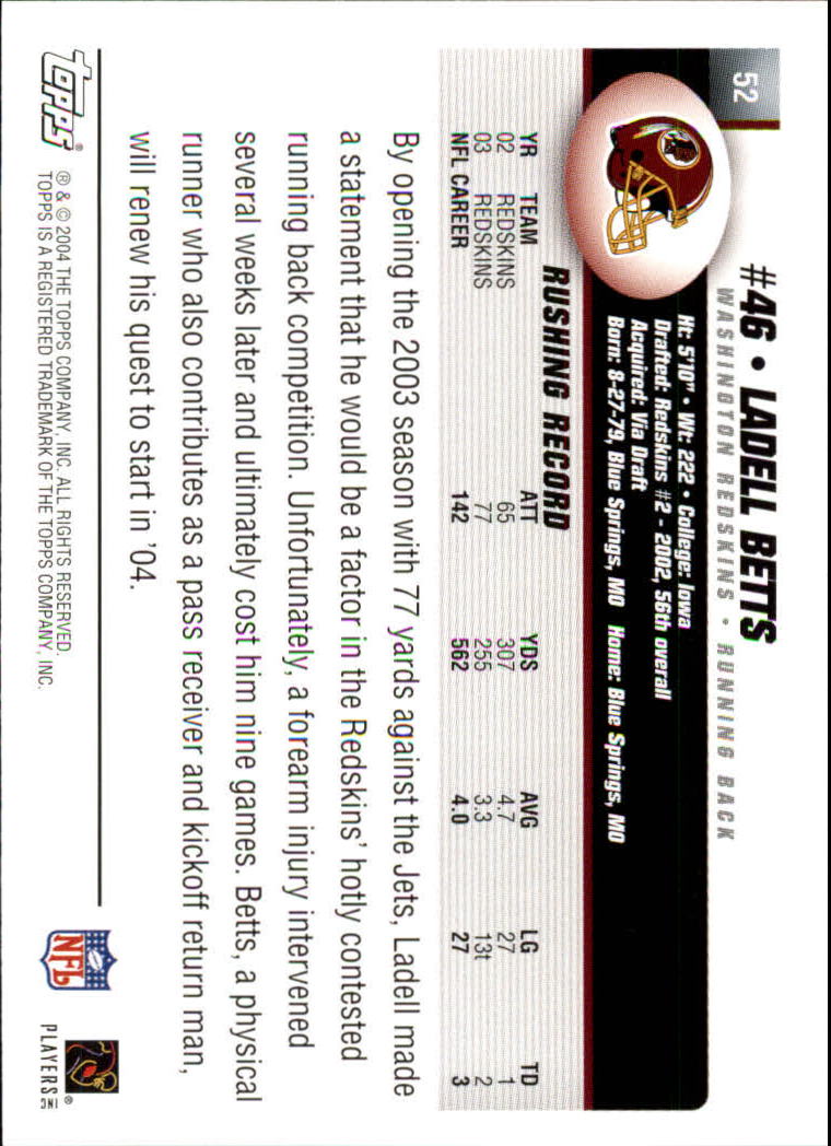 A6884- 2004 Topps Collection FB Card #s 1-250 -You Pick- 15+ FREE US SHIP - Picture 249 of 467