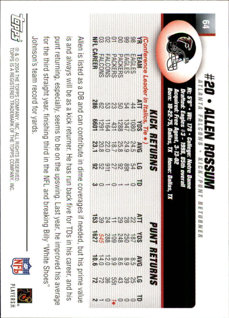 A6884- 2004 Topps Collection FB Card #s 1-250 -You Pick- 15+ FREE US SHIP - Picture 309 of 467