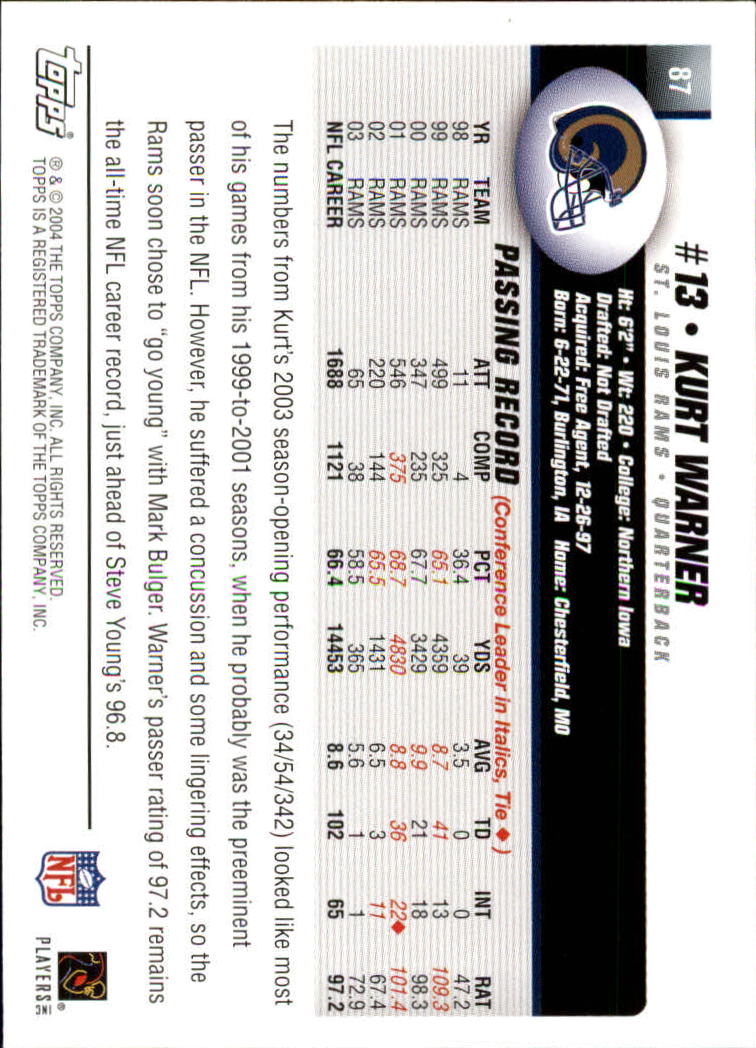 A6884- 2004 Topps Collection FB Card #s 1-250 -You Pick- 15+ FREE US SHIP - Picture 449 of 467