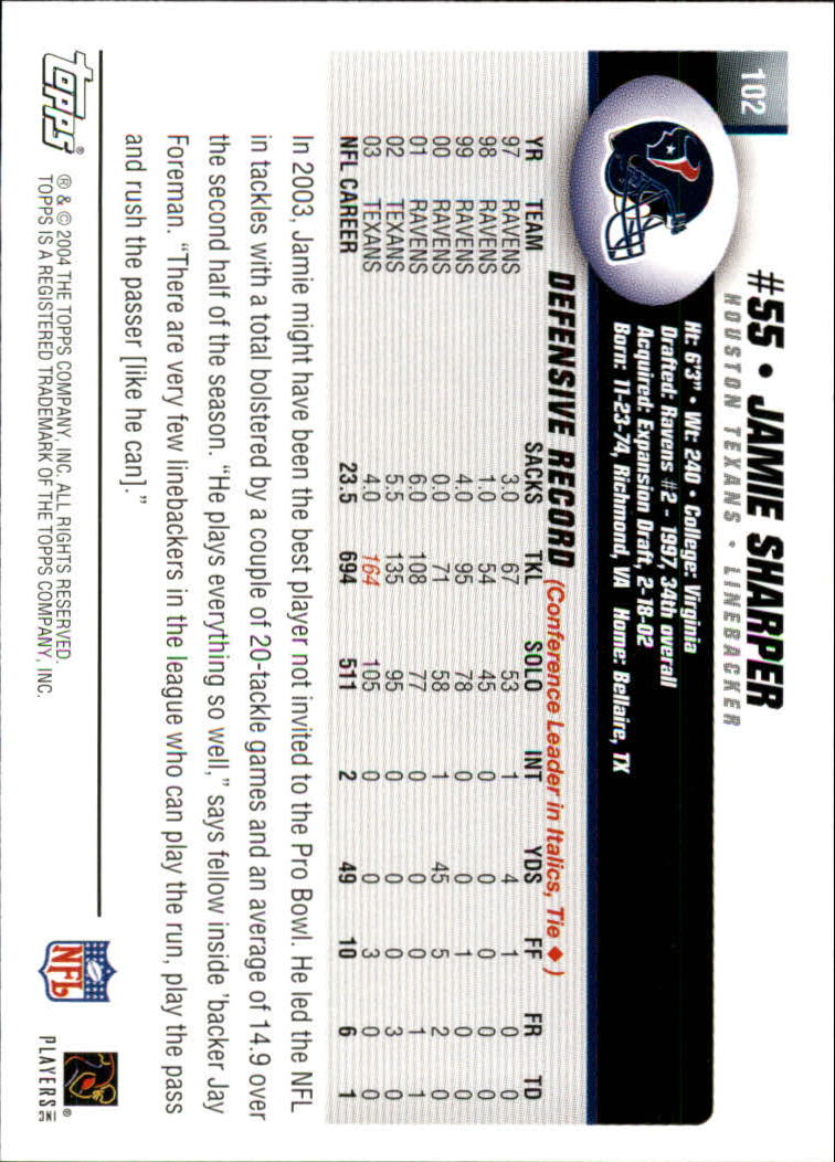 A6884- 2004 Topps Collection FB Card #s 1-250 -You Pick- 15+ FREE US SHIP - Picture 35 of 467