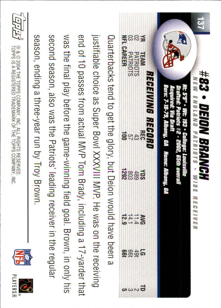 A6884- 2004 Topps Collection FB Card #s 1-250 -You Pick- 15+ FREE US SHIP - Picture 217 of 467