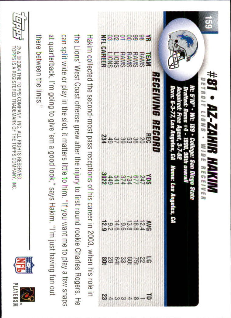 A6884- 2004 Topps Collection FB Card #s 1-250 -You Pick- 15+ FREE US SHIP - Picture 269 of 467