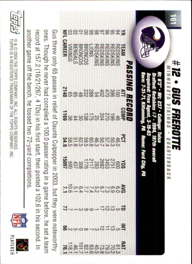 A6884- 2004 Topps Collection FB Card #s 1-250 -You Pick- 15+ FREE US SHIP - Picture 65 of 467
