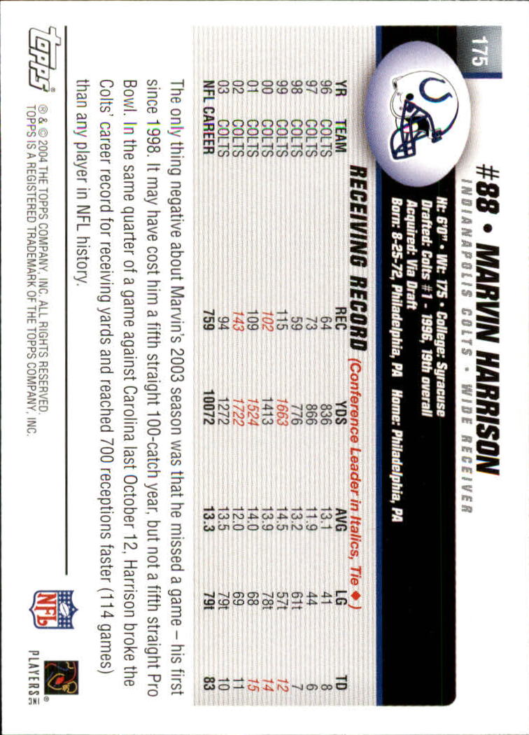 A6884- 2004 Topps Collection FB Card #s 1-250 -You Pick- 15+ FREE US SHIP - Picture 409 of 467