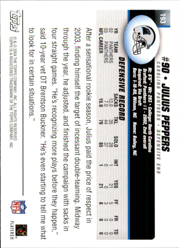 A6884- 2004 Topps Collection FB Card #s 1-250 -You Pick- 15+ FREE US SHIP - Picture 343 of 467