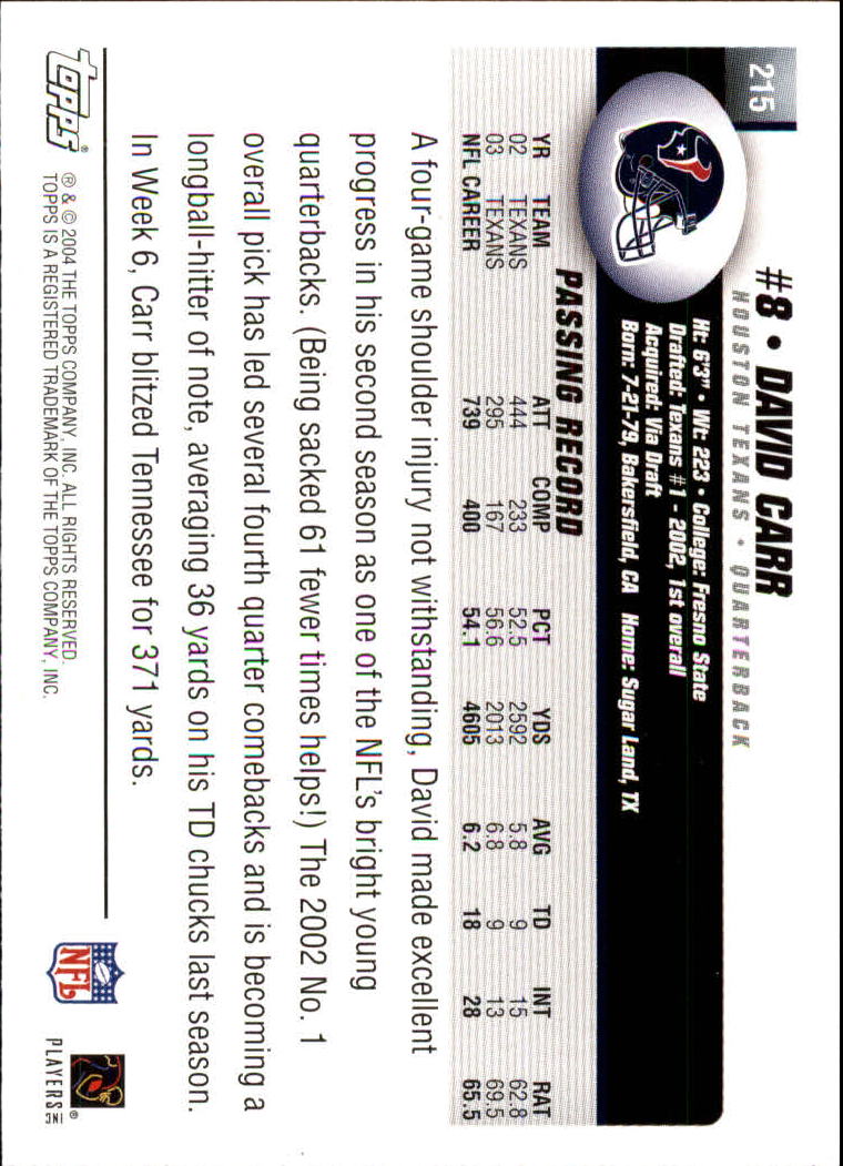 A6884- 2004 Topps Collection FB Card #s 1-250 -You Pick- 15+ FREE US SHIP - Picture 233 of 467