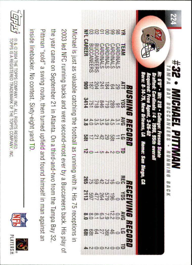 A6884- 2004 Topps Collection FB Card #s 1-250 -You Pick- 15+ FREE US SHIP - Picture 371 of 467