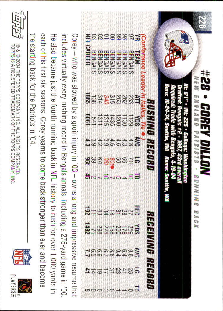 A6884- 2004 Topps Collection FB Card #s 1-250 -You Pick- 15+ FREE US SHIP - Picture 257 of 467