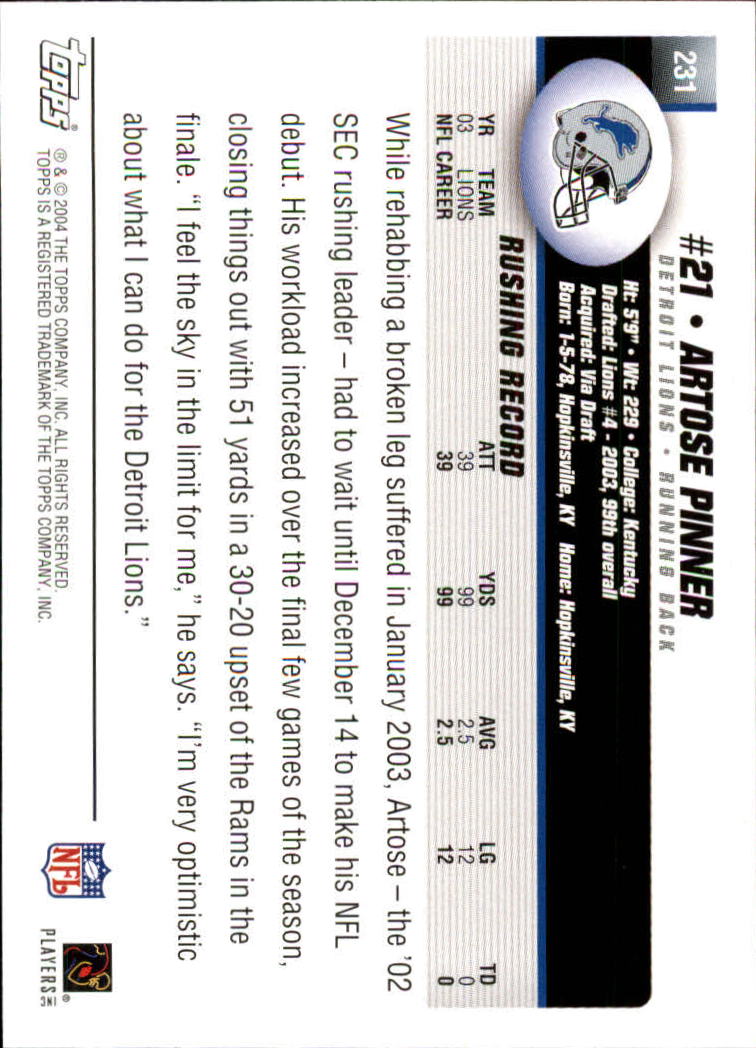 A6884- 2004 Topps Collection FB Card #s 1-250 -You Pick- 15+ FREE US SHIP - Picture 239 of 467