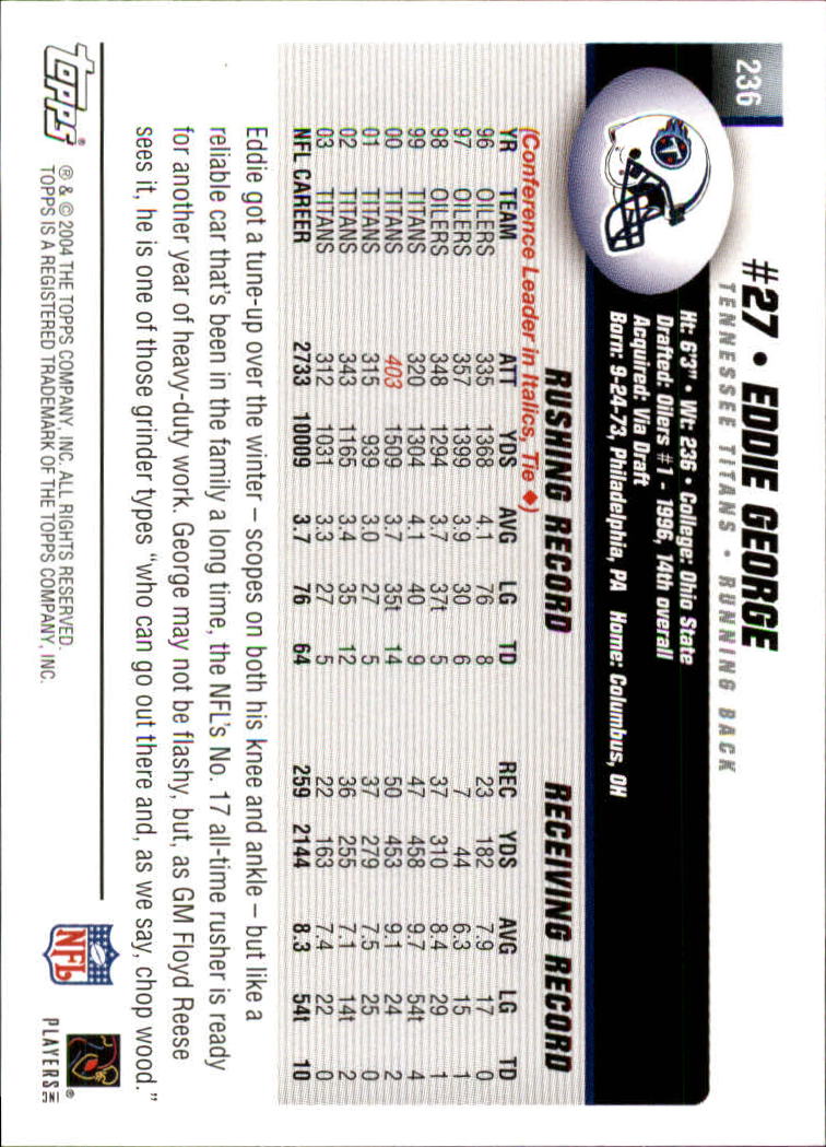 A6884- 2004 Topps Collection FB Card #s 1-250 -You Pick- 15+ FREE US SHIP - Picture 397 of 467