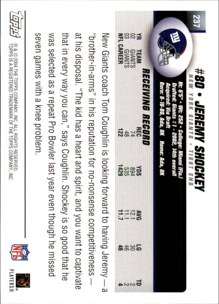 A6884- 2004 Topps Collection FB Card #s 1-250 -You Pick- 15+ FREE US SHIP - Picture 281 of 467
