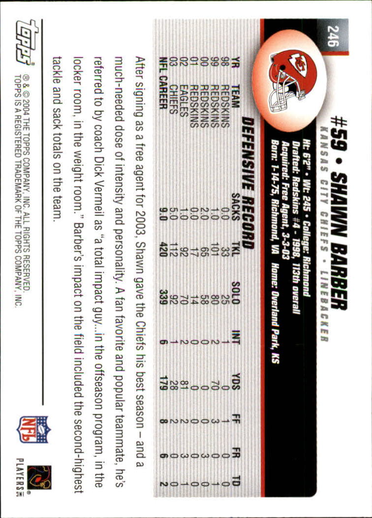 A6884- 2004 Topps Collection FB Card #s 1-250 -You Pick- 15+ FREE US SHIP - Picture 183 of 467