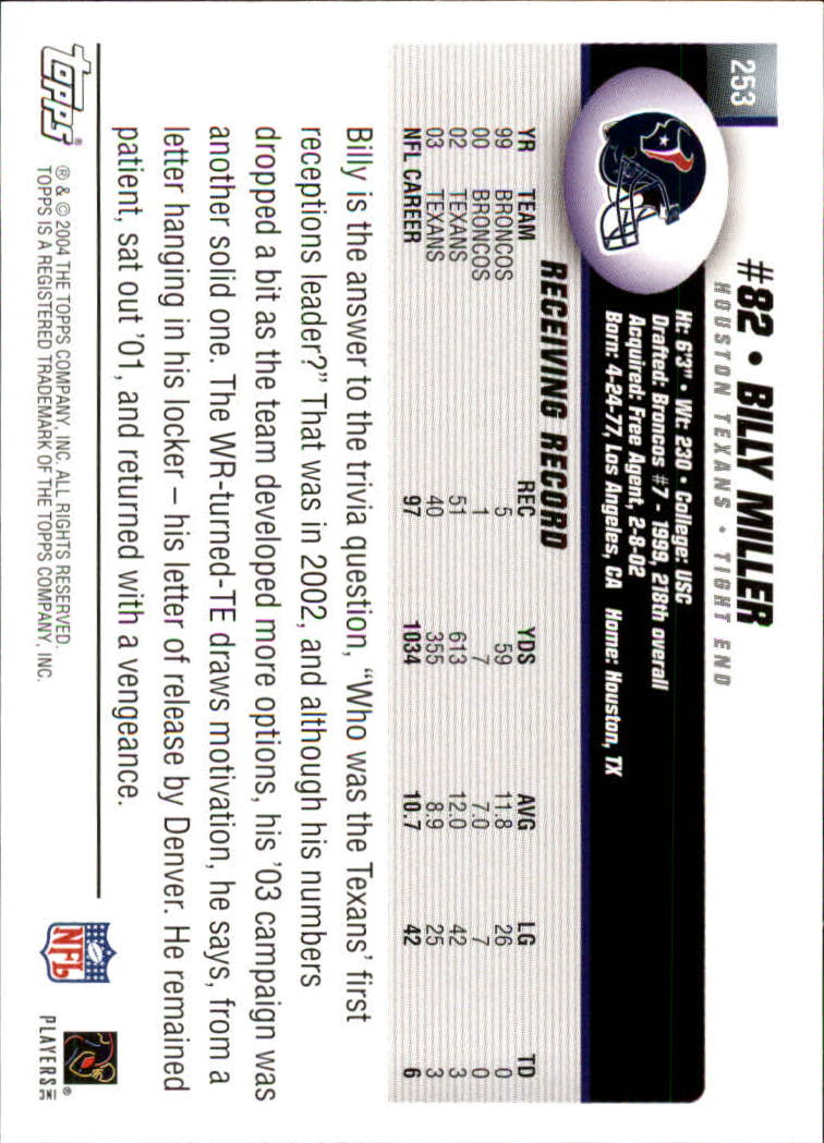 A6884- 2004 Topps Collection FB Card #s 251-385 -You Pick- 15+ FREE US SHIP - Picture 61 of 245
