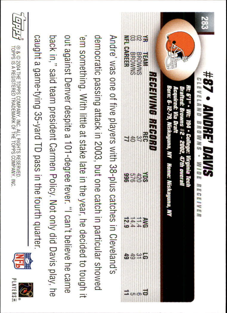 A6884- 2004 Topps Collection FB Card #s 251-385 -You Pick- 15+ FREE US SHIP - Picture 37 of 245