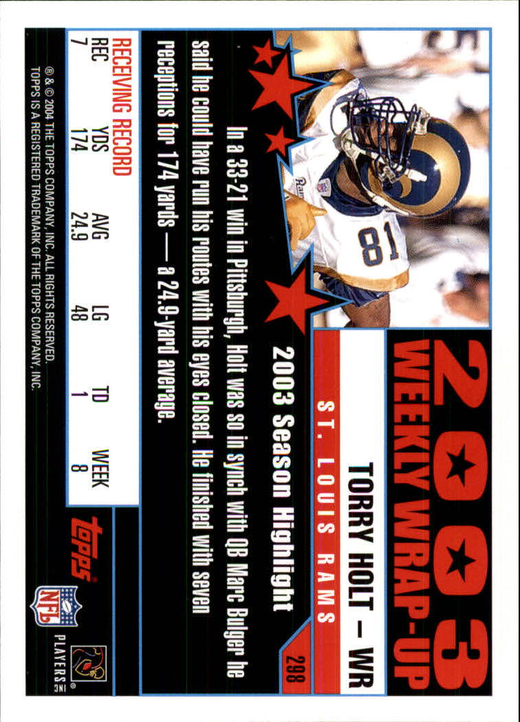 2004 Topps Collection #298 Torry Holt WW back image