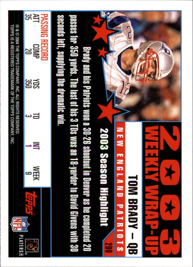 2004 Topps Collection #299 Tom Brady WW back image