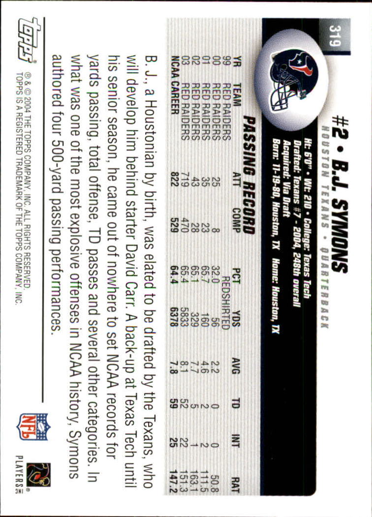 A6884- 2004 Topps Collection FB Card #s 251-385 -You Pick- 15+ FREE US SHIP - Picture 195 of 245