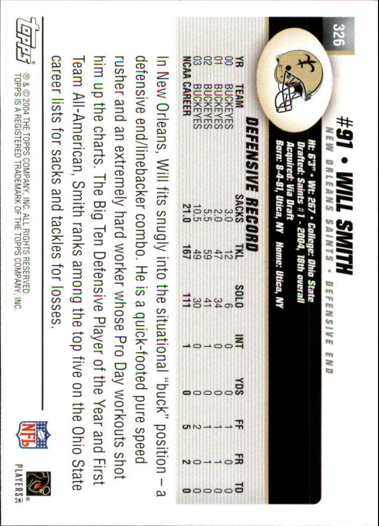 A6884- 2004 Topps Collection FB Card #s 251-385 -You Pick- 15+ FREE US SHIP - Picture 209 of 245