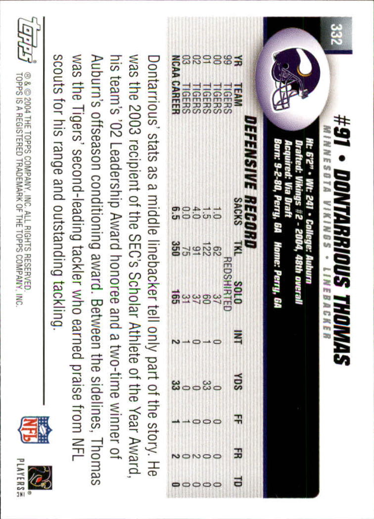 A6884- 2004 Topps Collection FB Card #s 251-385 -You Pick- 15+ FREE US SHIP - Picture 215 of 245