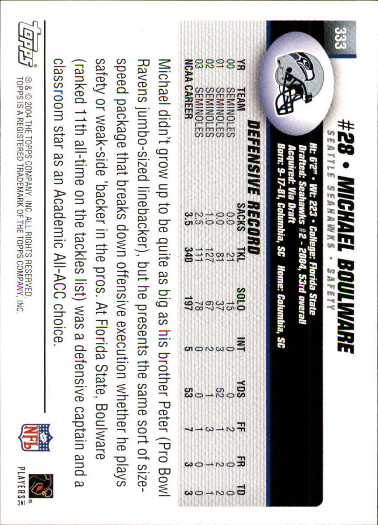 A6884- 2004 Topps Collection FB Card #s 251-385 -You Pick- 15+ FREE US SHIP - Picture 237 of 245