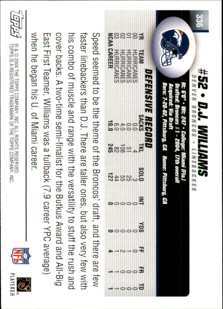 A6884- 2004 Topps Collection FB Card #s 251-385 -You Pick- 15+ FREE US SHIP - Picture 231 of 245