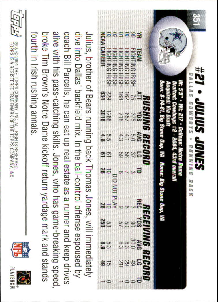 A6884- 2004 Topps Collection FB Card #s 251-385 -You Pick- 15+ FREE US SHIP - Picture 191 of 245