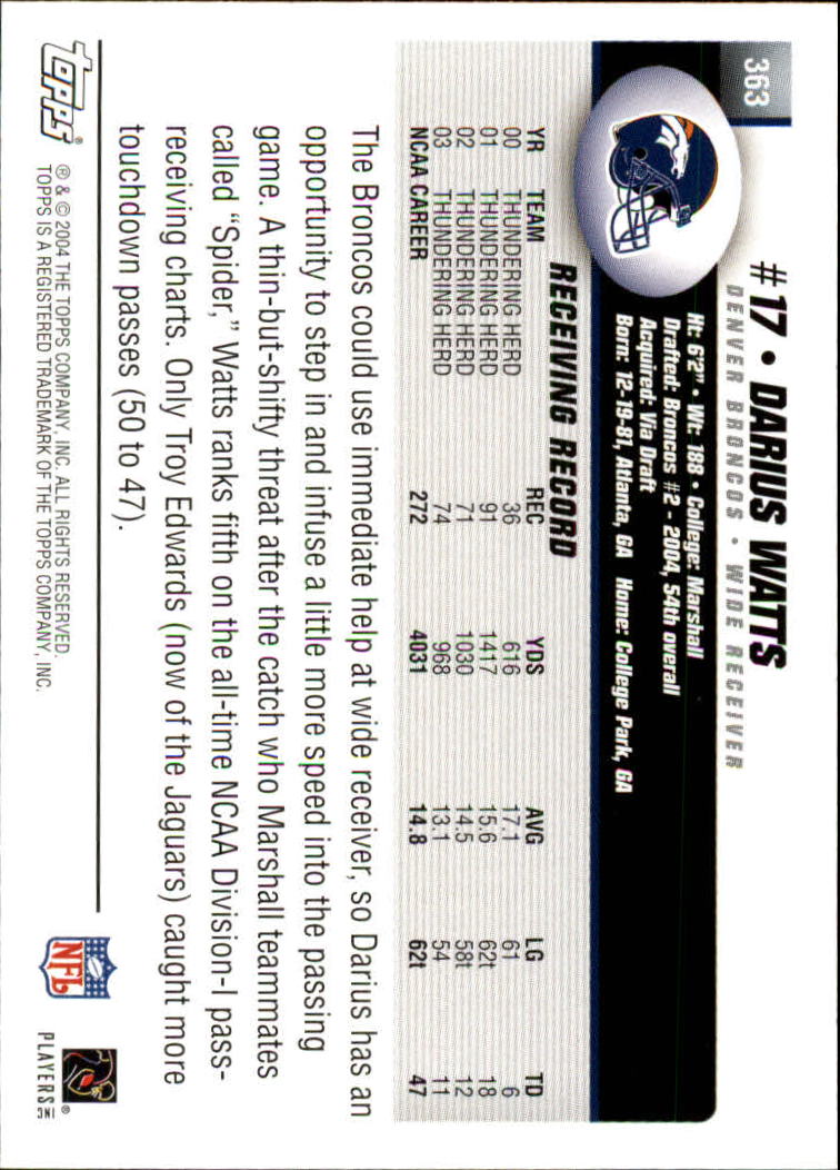 A6884- 2004 Topps Collection FB Card #s 251-385 -You Pick- 15+ FREE US SHIP - Picture 125 of 245