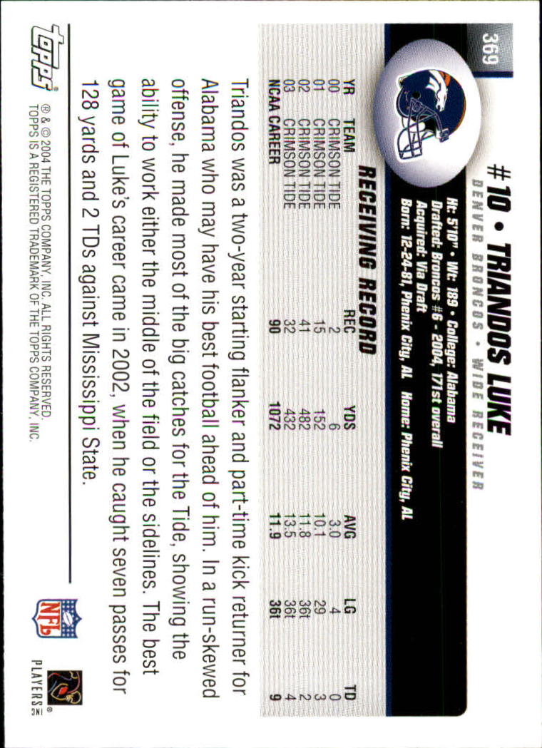 A6884- 2004 Topps Collection FB Card #s 251-385 -You Pick- 15+ FREE US SHIP - Picture 135 of 245