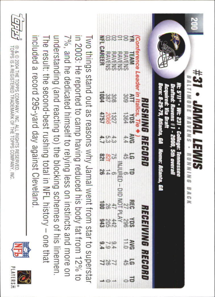 2004 Topps First Edition #200 Jamal Lewis back image