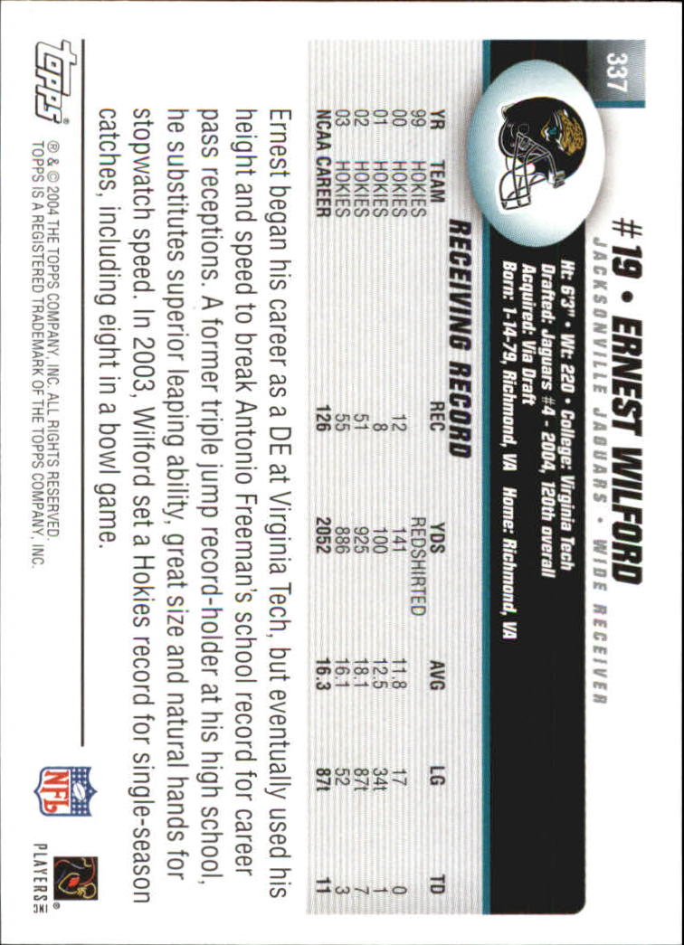 2004 Topps First Edition #337 Ernest Wilford back image