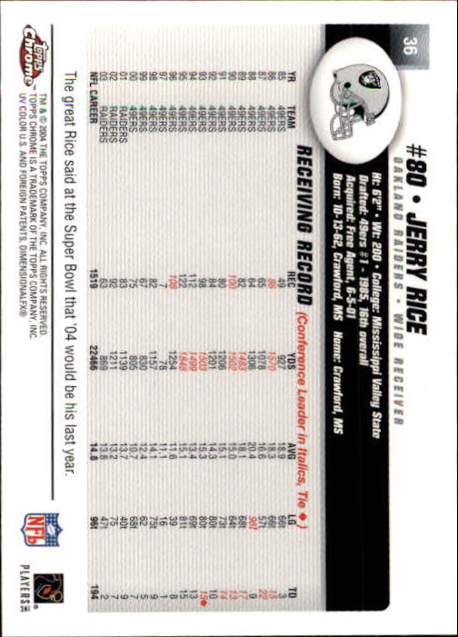 Jerry Rice cards (2000-2022) 49ers Raiders - You Choose - Bild 173 von 227