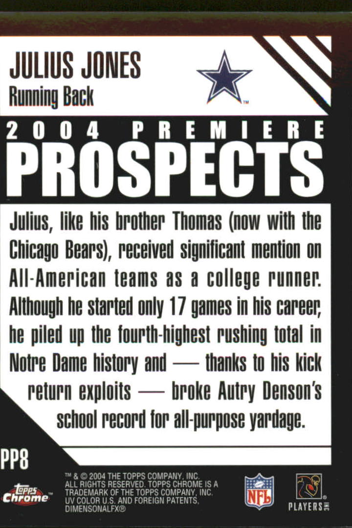 2004 Topps Chrome Premiere Prospects #PP8 Julius Jones back image