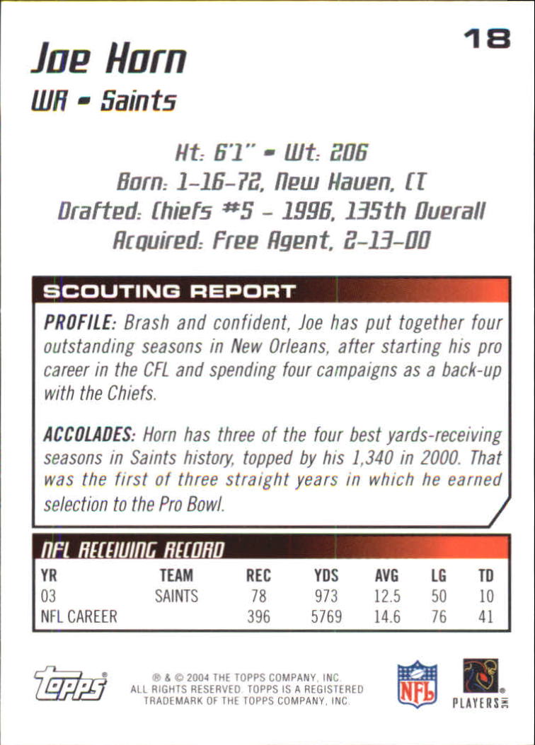 2004 Topps Draft Picks and Prospects Chrome #18 Joe Horn back image