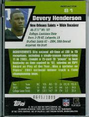 2004 Topps Pristine Refractors #81 Devery Henderson C back image
