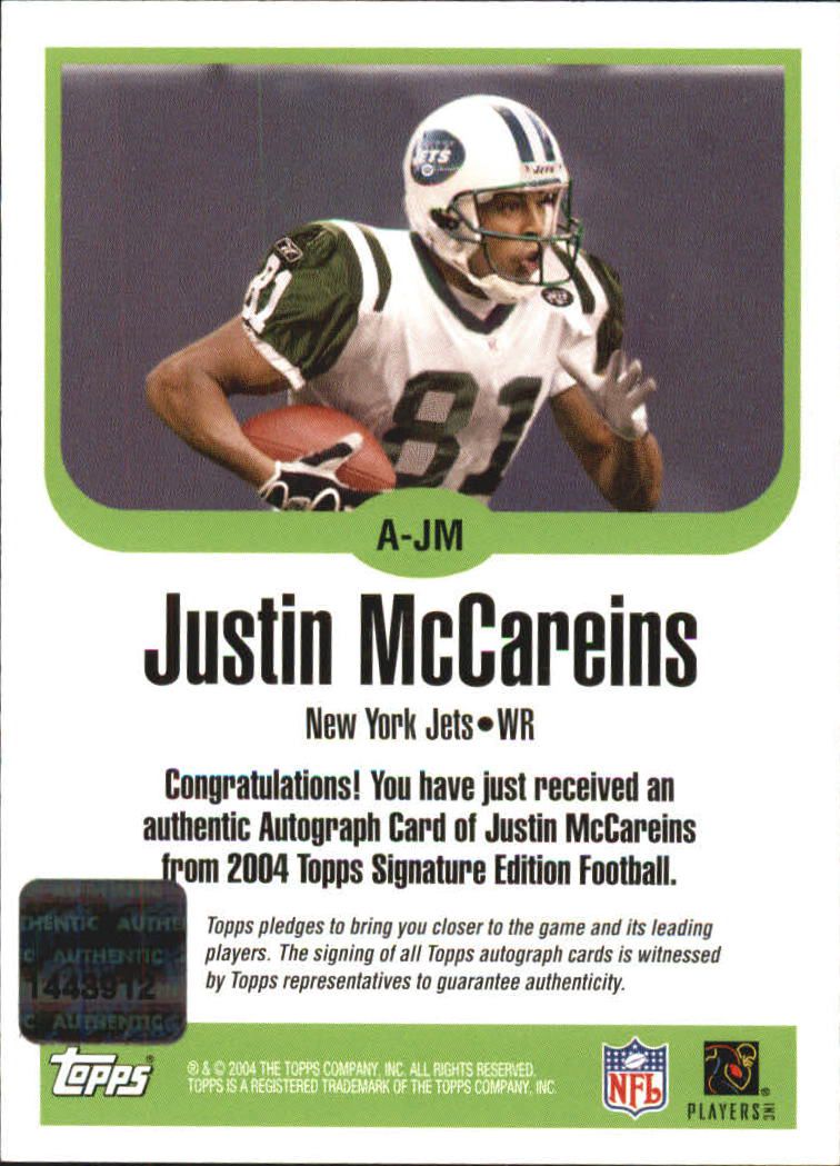 New York Jets Justin McCareins Signed Autographed 8×10 Photo