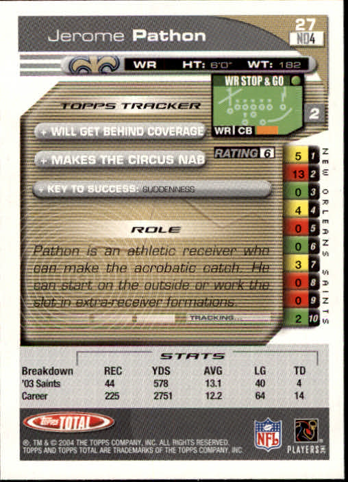 B1232- 2004 Topps Total FB Card #s 1-250 +Rookies -You Pick- 15+ FREE US SHIP - Picture 55 of 501