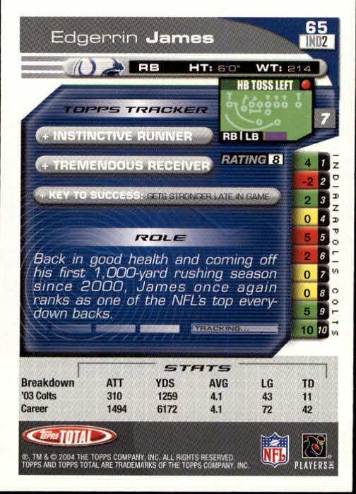 B1232- 2004 Topps Total FB Card #s 1-250 +Rookies -You Pick- 15+ FREE US SHIP - Picture 131 of 501