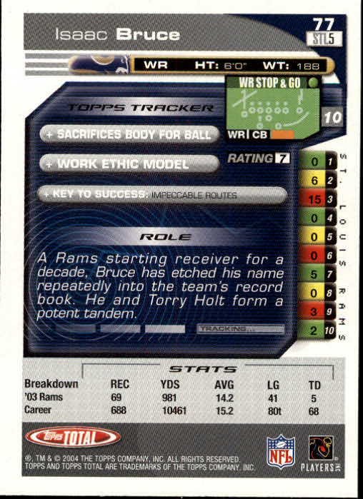 B1232- 2004 Topps Total FB Card #s 1-250 +Rookies -You Pick- 15+ FREE US SHIP - Picture 155 of 501